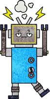 retro grunge texture cartoon malfunctioning robot vector