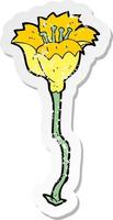 retro distressed sticker of a cartoon flower vector