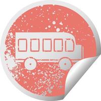 distressed circular peeling sticker symbol school bus vector