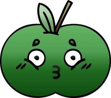 manzana jugosa de dibujos animados sombreado degradado vector
