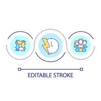 Immediate team mobilizing loop concept icon. Workforces organization. Short term business union abstract idea thin line illustration. Isolated outline drawing. Editable stroke. vector