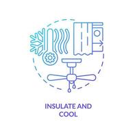 Insulate and cool blue gradient concept icon. Temperature at house. Energy efficiency at home abstract idea thin line illustration. Isolated outline drawing. vector