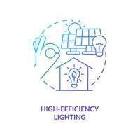 High efficiency lighting blue gradient concept icon. Solar power panels. Farm energy efficiency abstract idea thin line illustration. Isolated outline drawing. vector