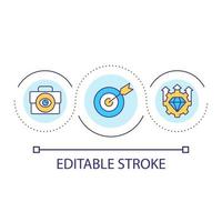 icono de concepto de bucle de establecimiento de objetivos de carrera. desarrollo profesional idea abstracta ilustración de línea delgada. aumentar el rendimiento. futura carrera. dibujo de contorno aislado. trazo editable. vector