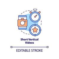 Short vertical videos concept icon. Media format. Social media trend abstract idea thin line illustration. Isolated outline drawing. Editable stroke. vector