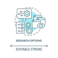 Research options turquoise concept icon. Picking good CMS abstract idea thin line illustration. Business website. Isolated outline drawing. Editable stroke. vector