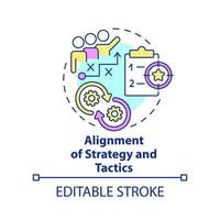 Alignment of strategy and tactics concept icon. Key element of business plan abstract idea thin line illustration. Isolated outline drawing. Editable stroke. vector