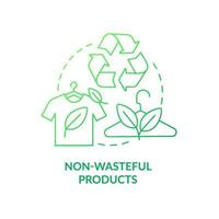 Non-wasteful products green gradient concept icon. Zero waste business key element abstract idea thin line illustration. Plastic-free. Isolated outline drawing. vector