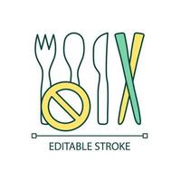 Stop using plastic utensils RGB color icon. Protect from contamination. Avoid single-use plastic cutlery. Isolated vector illustration. Simple filled line drawing. Editable stroke.