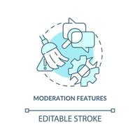 Moderation features turquoise concept icon. Commenting system attribute abstract idea thin line illustration. Isolated outline drawing. Editable stroke. vector