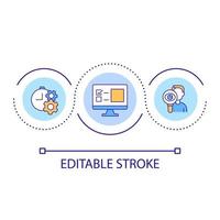 Regular computer checkup loop concept icon. Digital technology setup. Analytics data abstract idea thin line illustration. Isolated outline drawing. Editable stroke. vector