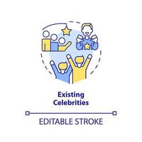 Existing celebrities concept icon. Popular person on social media. Type of creators abstract idea thin line illustration. Isolated outline drawing. Editable stroke. vector