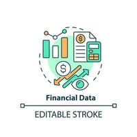 icono del concepto de datos financieros. servicio de Contabilidad. ventaja de la planificación empresarial idea abstracta ilustración de línea delgada. dibujo de contorno aislado. trazo editable. vector