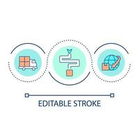 Delivery routes and transport loop concept icon. International logistics. Supply chain management abstract idea thin line illustration. Isolated outline drawing. Editable stroke. vector