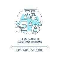 Personalized recommendations turquoise concept icon. Interaction with dynamic content abstract idea thin line illustration. Isolated outline drawing. Editable stroke. vector