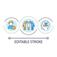 Positive work environment loop concept icon. Mental health of employees abstract idea thin line illustration. Workforce wellness and rights. Isolated outline drawing. Editable stroke. vector