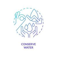 Conserve water blue gradient concept icon. Reduce consumption of water. Energy efficiency at home abstract idea thin line illustration. Isolated outline drawing. vector