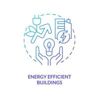 Energy efficient buildings blue gradient concept icon. Innovative upgrade. Energy efficiency abstract idea thin line illustration. Isolated outline drawing. vector