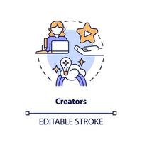 Creators concept icon. Content creation. Creator economy stakeholder abstract idea thin line illustration. Isolated outline drawing. Editable stroke. vector