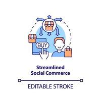 Streamlined social commerce concept icon. E commerce. Social media trend abstract idea thin line illustration. Isolated outline drawing. Editable stroke. vector