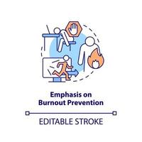 Emphasis on burnout prevention concept icon. Overload. Social media trend abstract idea thin line illustration. Isolated outline drawing. Editable stroke. vector