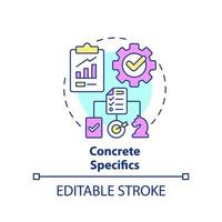 Concrete specifics concept icon. Strategy details. Key element of business plan abstract idea thin line illustration. Isolated outline drawing. Editable stroke. vector