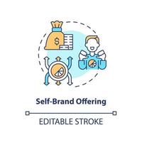 Self brand offering concept icon. Launch sustainable startup. Creator business model abstract idea thin line illustration. Isolated outline drawing. Editable stroke. vector