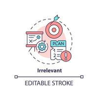 Irrelevant concept icon. Mistake decisions. Disadvantage of business planning abstract idea thin line illustration. Isolated outline drawing. Editable stroke. vector