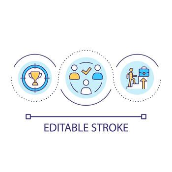 Motivation and goal setting loop concept icon. Establishing company goals abstract idea thin line illustration. Successful business. Isolated outline drawing. Editable stroke. vector