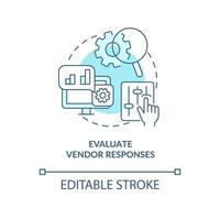 Evaluate vendor responses turquoise concept icon. Selecting best CMS abstract idea thin line illustration. Isolated outline drawing. Editable stroke. vector