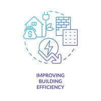 Improving building efficiency blue gradient concept icon. Heating, lighting. Farm energy efficiency abstract idea thin line illustration. Isolated outline drawing. vector