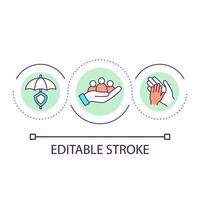 Insurance coverage loop concept icon. Nonprofit health plan abstract idea thin line illustration. Protection from risks. Health care. Isolated outline drawing. Editable stroke. vector