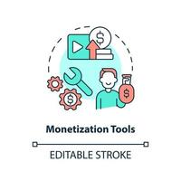 Monetization tools concept icon. Convert into real income. Creator economy trend abstract idea thin line illustration. Isolated outline drawing. Editable stroke. vector