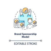 Brand sponsorship model concept icon. Promoting products. Creator business model abstract idea thin line illustration. Isolated outline drawing. Editable stroke. vector