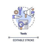 Tools concept icon. Marketing instruments. Creator economy stakeholder abstract idea thin line illustration. Isolated outline drawing. Editable stroke. vector