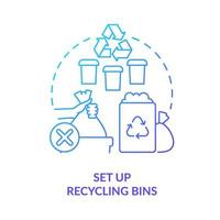 Set up recycling bins blue gradient concept icon. Become zero waste company abstract idea thin line illustration. Collection containers. Isolated outline drawing. vector