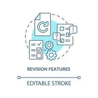 Revision features turquoise concept icon. Key CMS characteristic abstract idea thin line illustration. Media items. Isolated outline drawing. Editable stroke. vector