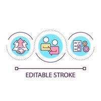 Collaboration plan loop concept icon. Effective cooperation in teams abstract idea thin line illustration. Improving employee performance. Isolated outline drawing. Editable stroke. vector