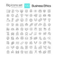 Organizational ethics linear icons set. Effective interaction. Collaboration, support. Customizable thin line symbols. Isolated vector outline illustrations. Editable stroke.