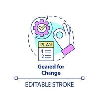 Geared for change concept icon. Flexibility. Key element of business plan abstract idea thin line illustration. Isolated outline drawing. Editable stroke. vector