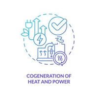 Cogeneration of heat and power blue gradient concept icon. Combined engine. Energy efficiency abstract idea thin line illustration. Isolated outline drawing. vector