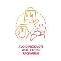 Avoid products with excess packaging red gradient concept icon. Reduce waste while shopping abstract idea thin line illustration. Overpackaging. Isolated outline drawing. vector