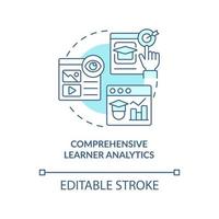 Comprehensive learner analytics turquoise concept icon. Learning content management abstract idea thin line illustration. Isolated outline drawing. Editable stroke. vector