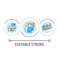 Effective leader in workplace loop concept icon. Successful leadership abstract idea thin line illustration. Influencing others. Isolated outline drawing. Editable stroke. vector