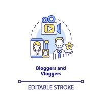 Bloggers and vloggers concept icon. Video topic. Type of creators abstract idea thin line illustration. Isolated outline drawing. Editable stroke. vector