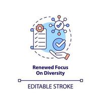 Renewed focus on diversity concept icon. Inclusion. Social media trend abstract idea thin line illustration. Isolated outline drawing. Editable stroke. vector