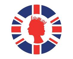 cara de reina isabel blanca y roja con bandera británica del reino unido emblema nacional de europa icono ilustración vectorial elemento de diseño abstracto vector