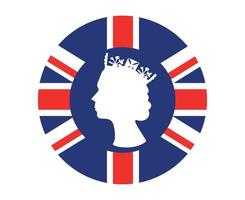 Elizabeth Queen Face White With British United Kingdom Flag National Europe Emblem Icon Vector Illustration Abstract Design Element