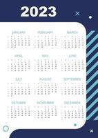 Computing industry blue wall calendar design template for 2023 year. Editable single page 12 months blank. Week starts on Sunday. Full year custom poster ready for print vector