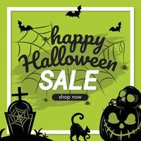 halloween sale banner design green background vector